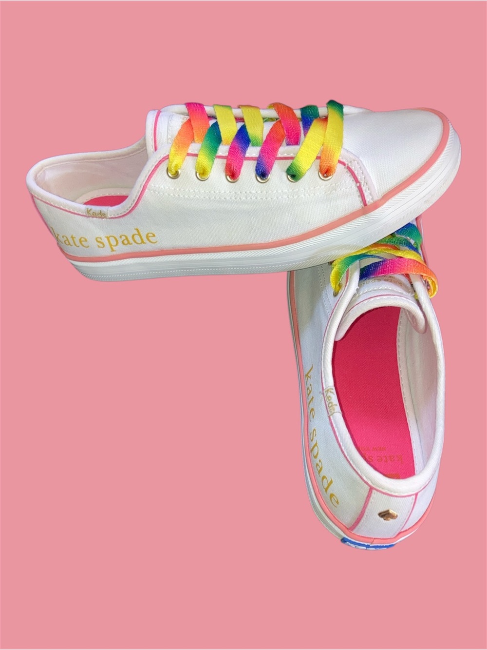 EUC Keds x Kate Spade New York Kickstart Foil Logo Sneakers WF66096 size 7.5